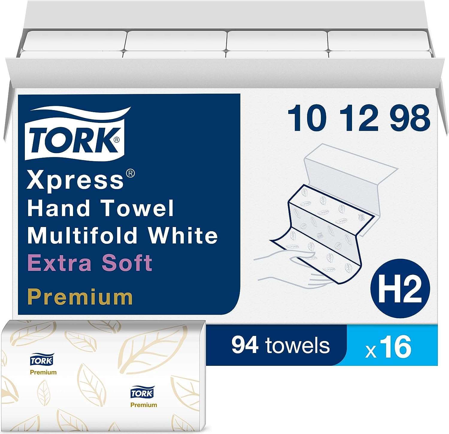 Towel Hand Multifold, Xpress Soft 4 Panel White 12.8" Unfolded Sheet Length x 9.13" Unfolded Width, 2-Ply, H2 (94SHT/PK, 16PK/CS 70CS/PLT) by Essity Professional Hygiene North America, LLC  ID 101298